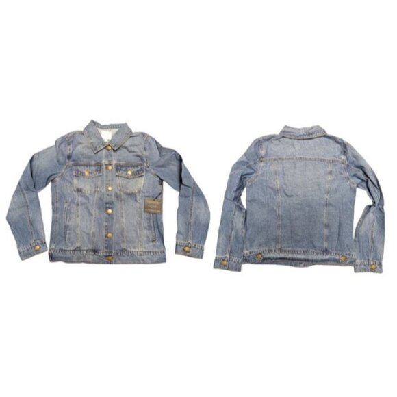 DYI Women's Blue Jean Material Denim Jacket Denim Blue Size Large - Picture 4 of 6